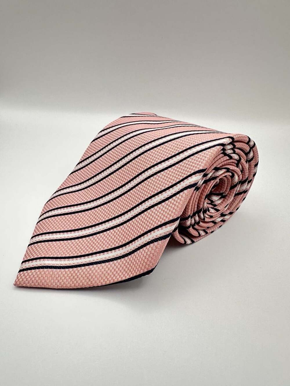 Ermenegildo Zegna Silk Tie Pink Diagonal Stripe Italy